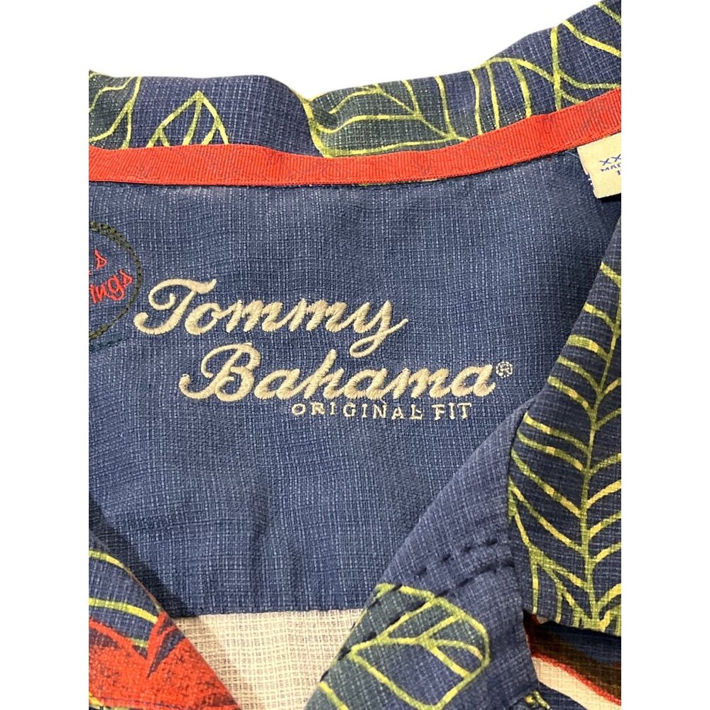 Tommy Bahama Mens XXL Original Fit Silk Hawaiian Shirt Blue Red Rudolf Reindeer - Picture 4 of 8